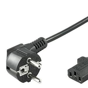 Cablu alimentare PC 15m CEE 7/7 tata 90 la IEC320-C13 mama negru H03VV-F3G 0.75mm cupru 10A