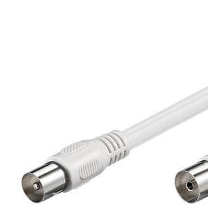 Cablu COAXIAL TV antena 2m mama-tata 75 ohm clasa A 85DB Dublu ecranat CCS alb 66614 Goobay