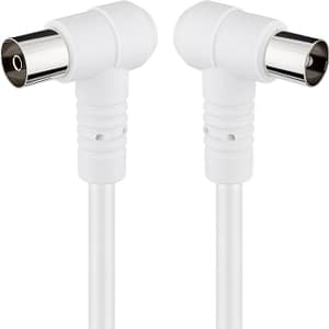 Cablu COAXIAL TV antena 3.5m cotit 90 grade mama-tata 75 ohm clasa A 85DB Dublu ecranat CCS alb 67355 Goobay