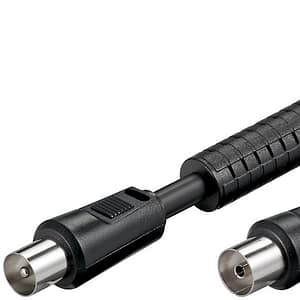 Cablu COAXIAL TV antena 3.5m mama-tata 75 ohm cu ferita 80DB Dublu ecranat negru 50743 Goobay