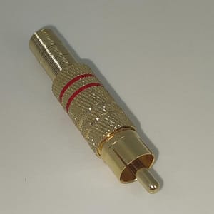 Mufa RCA tata metal inel rosu cablu 7mm Goobay
