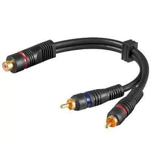 Cablu adaptor RCA mama la 2x RCA tata OFC dublu ecranat 0.2m Goobay