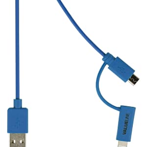 Cablu alimentare si sincronizare albastru USB 2.0 A tata - micro B tata cu adaptor lightning 1m cupru Valueline