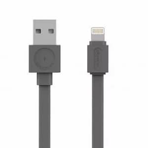 Cablu alimentare/sincronizare USB - iPhone Lighting 1.5m plat 2.4A gri Allocacoc