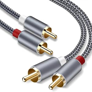 Cablu audio 2x RCA-tata la 2x RCA-tata 2m contacte aurite design metalic subtire si elegant