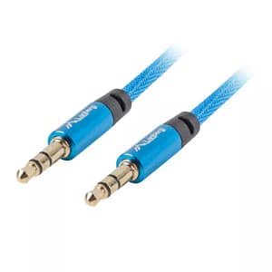 Cablu audio Jack 3.5 mm tata-tata albastru panzat 1m Lanberg