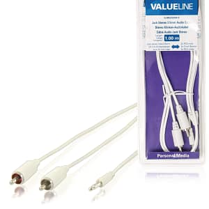 Cablu audio jack stereo 3.5 mm tata - 2x RCA tata 1m alb Valueline