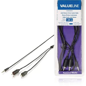 Cablu audio jack stereo 3.5 mm tata - 2x RCA tata 1m negru Valueline