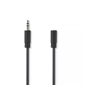 Cablu audio Jack Stereo 3.5 mm tata - 3.5 mm mama 2m negru Nedis