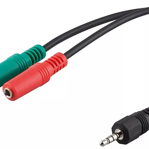 Cablu audio stereo Jack 3.5 mm 4 pini tata la 2x 3.5 mm 3 pini mama 0.3m Goobay