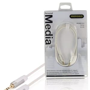 Cablu audio stereo Jack 3.5 mm tata - 3.5 mm tata 1m OFC alb Profigold