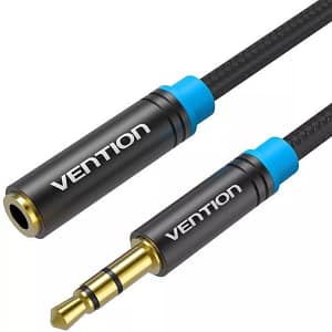 Cablu audio stereo prelungitor Jack 3.5 mm mama-tata 3m aurit negru VENTION VAB-B06-B300-M