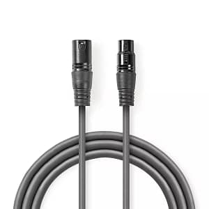 Cablu audio Stereo XLR 3 pini tata - XLR 3 pini mama 3m Gri Nedis