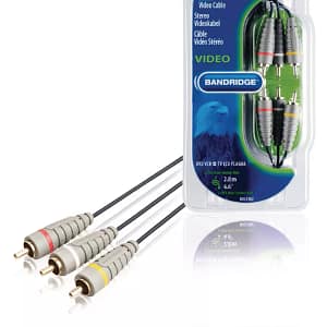 Cablu audio-video 3x RCA tata - 3x RCA tata 2m albastru Bandridge