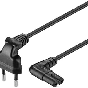 Cablu de alimentare pt. TV cu conectori cotiti CEE 7/16 - IEC-60320-C7 2m Goobay