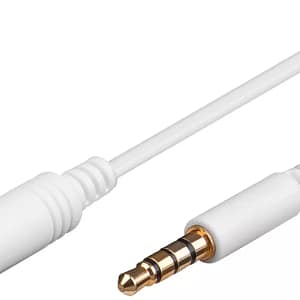 Cablu Jack 3.5 mm 4pin tata - 3.5 mm 4pin mama 0.5m alb Goobay