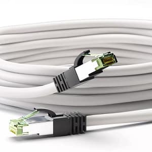 Cablu patchcord Cat8.1 SFTP 0.25m alb PiMF 2000MHz RJ45 cupru Goobay