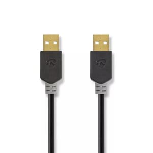 Cablu USB 2.0 A tata - A tata 2m Hi-Speed 480Mbps antracit Nedis
