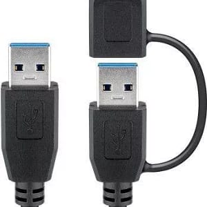 Cablu USB 3.0 A tata cu adaptor USB A tata la USB Type C tata 0.5m 5Gbit/s negru Goobay