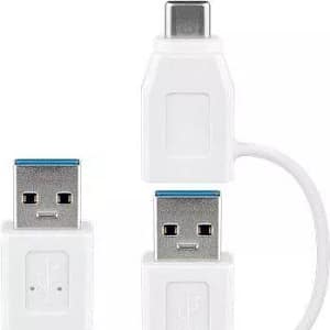 Cablu USB 3.0 A tata-tata cu adaptor USB A mama la USB Type C tata 0.5m 5Gbit/s alb Goobay