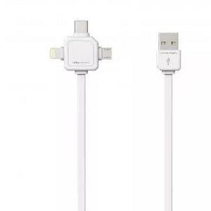 Cablu USB Type C micro USB Lightning 1.5m alb Allocacoc