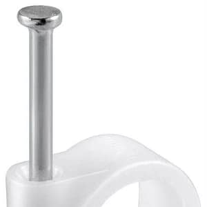 Cleme clips fixare cablu rotund plastic cu cui 4mm alb 100buc Goobay