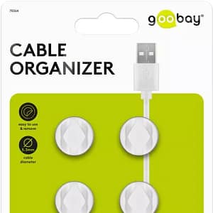 Cleme pentru gestionarea cablurilor cu 2 sloturi Goobay set 6buc alb