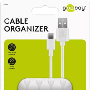 Cleme pentru gestionarea cablurilor cu 4 sloturi Goobay set 2buc alb