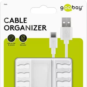 Cleme pentru gestionarea cablurilor cu 5 sloturi Goobay set 2buc alb