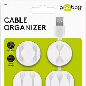 Cleme pentru gestionarea cablurilor Goobay set 5buc alb