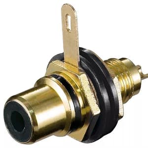 Conector RCA mama aurit montare pe panou negru Goobay