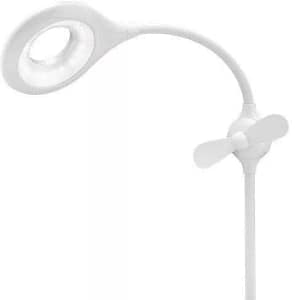Lampa de birou cu ventilator Acumulator si Suport de pixuri alba Goobay