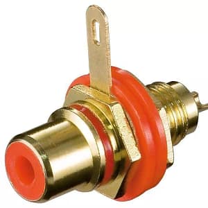 Mufa RCA mama montare pe panou rosu Goobay