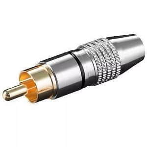 Mufa RCA tata inel negru metal aurit Goobay