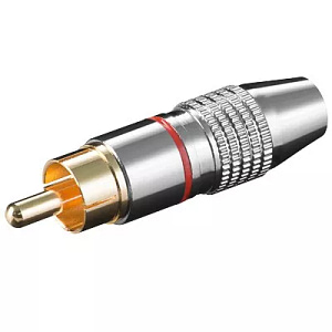 Mufa RCA tata inel rosu metal aurit Goobay