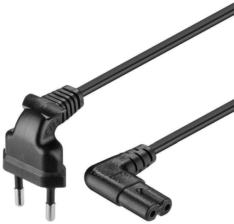 Cablu de alimentare pt. TV cu conectori cotiti CEE 7/16 – IEC-60320-C7 2m Goobay