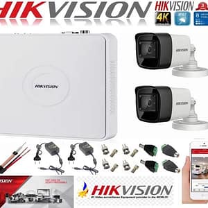 Sistem supraveghere ultraprofesional Hikvision 2 camere 8MP 4K