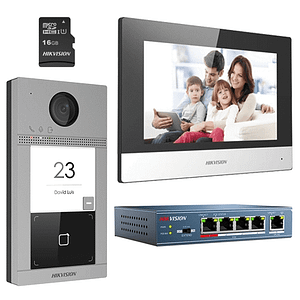 KIT videointerfon pentru o familie'Wi-Fi 2.4Ghz'monitor 7 inch - HIKVISION DS-KIS604-S