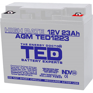 Acumulator AGM VRLA 12V 23A High Rate 181mm x 76mm x h 167mm M5 TED Battery Expert Holland TED003362 (2)
