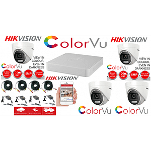 Sistem supraveghere profesional  Hikvision Color Vu 4 camere 5MP IR20m