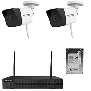 Sistem supraveghere 2 camere Hikvision HiWatch wireless 2MP