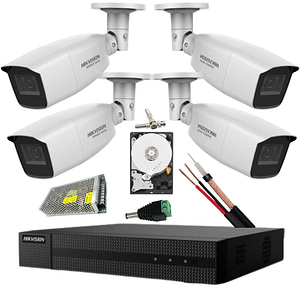 Sistem supraveghere Hikvision 4 camere Turbo HD 2MP IR 40m DVR 4 canale 2MP HDD 500GB Accesorii incluse
