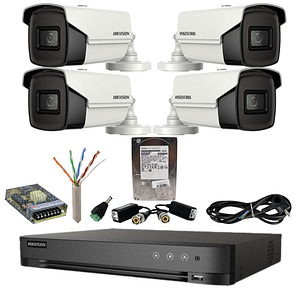 Sistem supraveghere Hikvision 4 camere 4in1 8 Megapixeli IR 80m Lentilă 3.6mm DVR Acusense 8 MP Hard Disk 1 TB