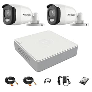 Sistem supraveghere Hikvision 2 camere 5MP ColorVu 2.8mm