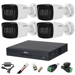 Sistem supraveghere video complet Dahua 4 camere 8MP 4K infrarosu 80m microfon