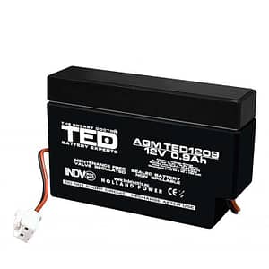 Acumulator AGM VRLA 12V 0.9Ah plumb acid 96x25x62 mm cu fir TED Battery Expert Holland