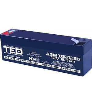 Acumulator AGM VRLA 12V 2.5Ah plumb acid 178x34x60 mm F1 terminal TED Battery Expert Holland