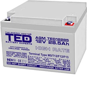 Acumulator AGM VRLA plumb acid 12V 28.5A High Rate 165x175xh126mm M5 TED Battery Expert Holland TED003447 5949258003447