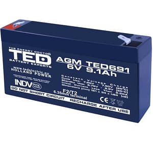 Acumulator AGM VRLA plumb acid 6V 9.1A 151x34xh95mm F2 TED Battery Expert Holland TED002990 5949258002990