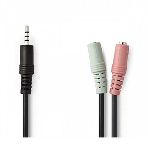 Adaptor audio pentru casti Jack 3.5 mm tata - 2x 3.5 mm mama 0.2m negru NEDIS